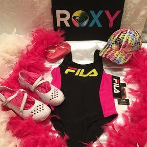 CUTE little quality fila bathing suit and summer hat set!